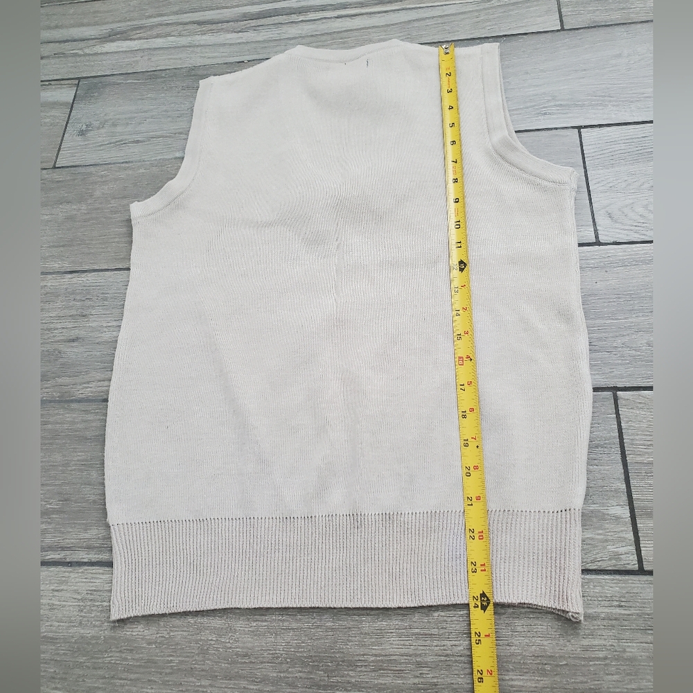 men' cream beige tan basic classic sleeveless V-neck ribbed vest M • bundle of 2 - Picture 5 of 8